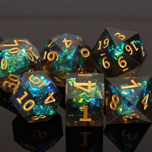 Sharp Edge Dice Set / D&D Dice Set / Transparent Resin Dice Set / Polyhedral Dice Set / RPG Dice Set / Role Playing Dice Set /7 Dice Set