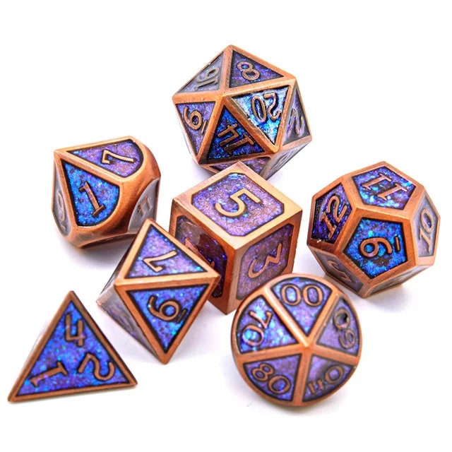 Bronze Astral Dice Set / Metal D&D Dice Set / Space Galaxy RPG Dice Set / Polyhedral Dice Set /Role Playing Dice Set /7 Dice Set