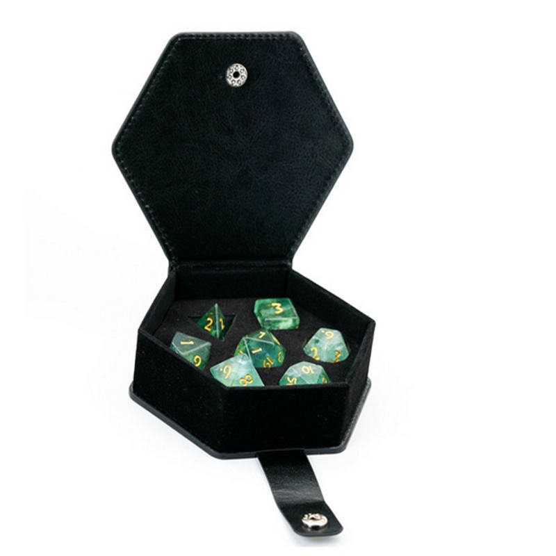 Premium PU Leather Padded Dice Box for 7 piece polyhedral Dungeons and Dragons Dice set