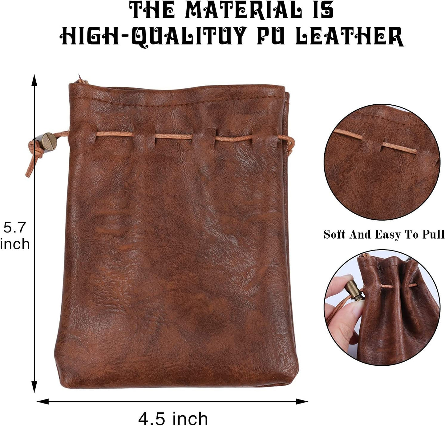 PU Leather Dice Bag/ Coin Bag for D&D TTRPGS LARP
