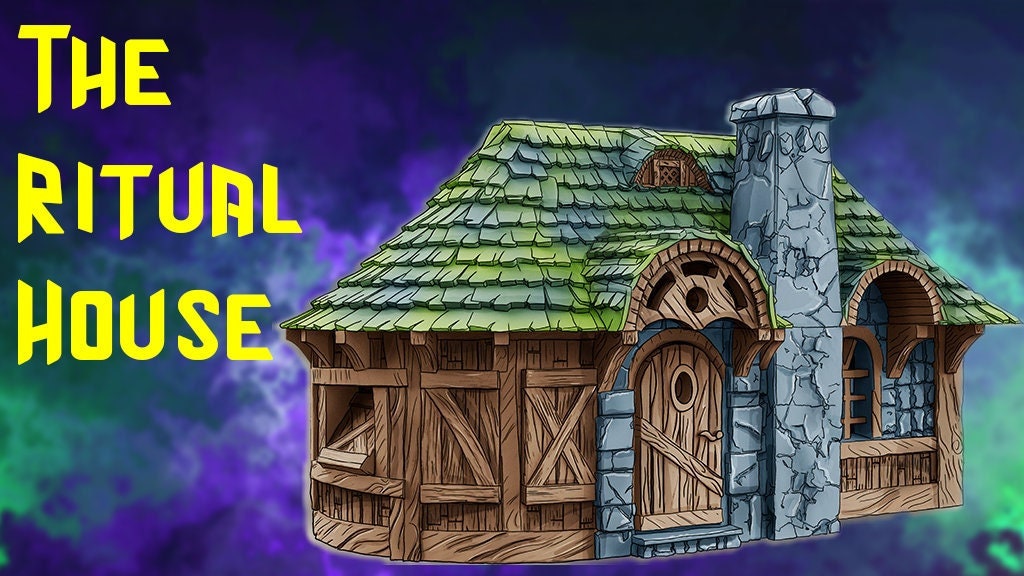 Resin 3D Printed House with Playable interior for Dungeons and Dragons, Wargaming and Tabletop games. Age of Sigmar, DnD, Warhammer