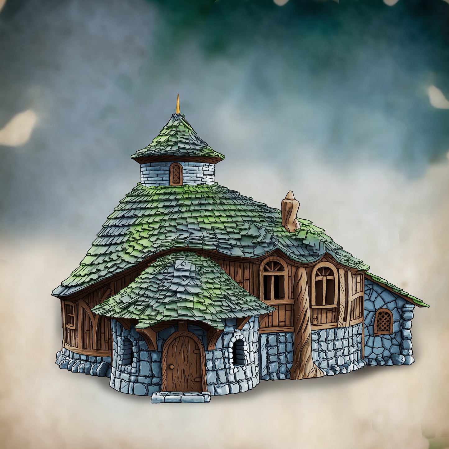 3D Printed House with Playable interior for Dungeons and Dragons, Wargaming and Tabletop games.  DnD, Warhammer