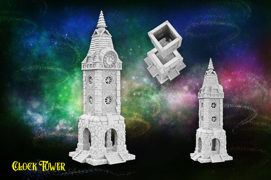 3D Printed Clocktower with Playable interior for Dungeons and Dragons, Wargaming and Tabletop games.  DnD, Warhammer