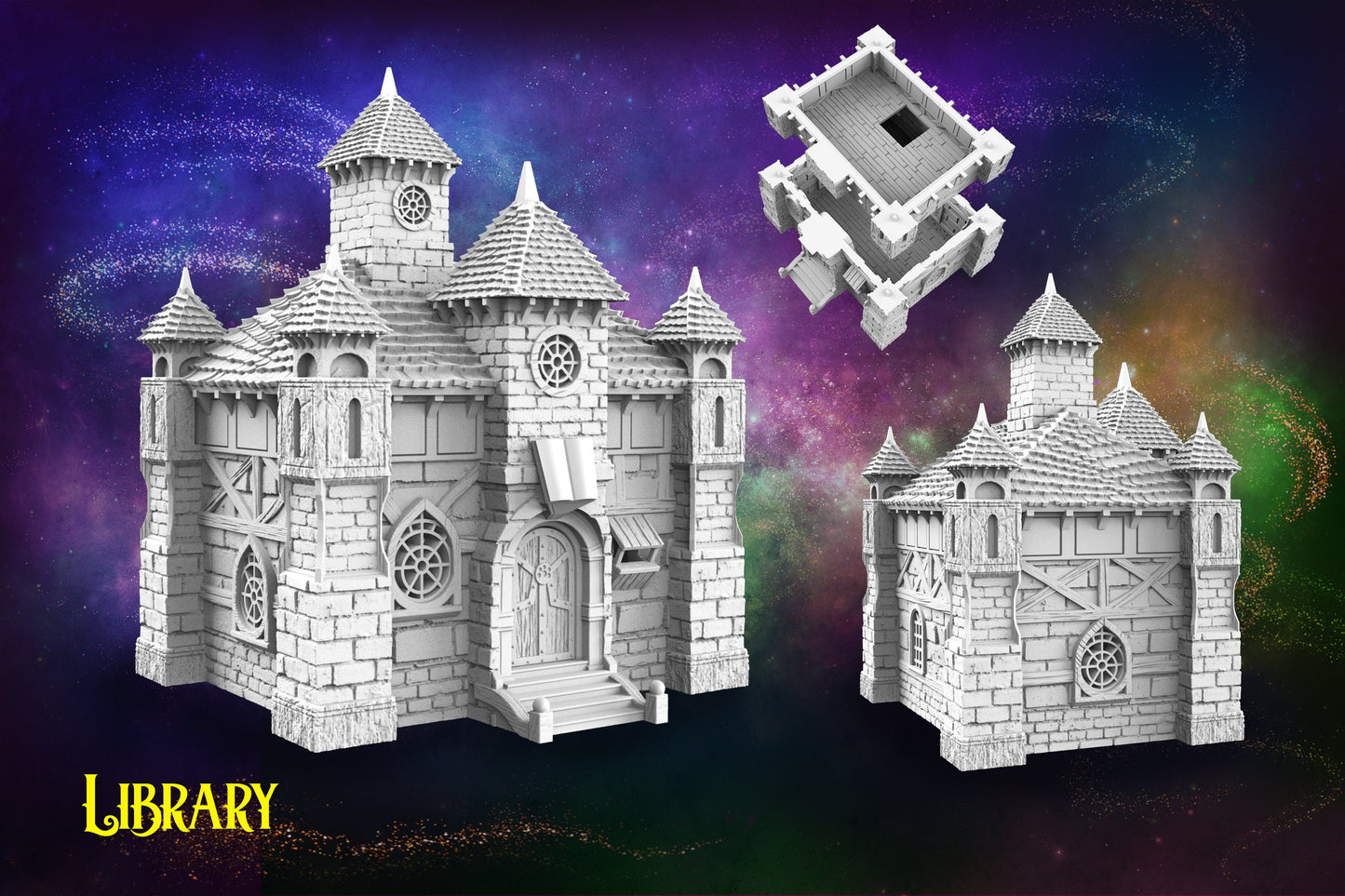 3D Printed Wizards Library with Playable interior for Dungeons and Dragons, Wargaming and Tabletop games. Age of Sigmar, DnD, Warhammer