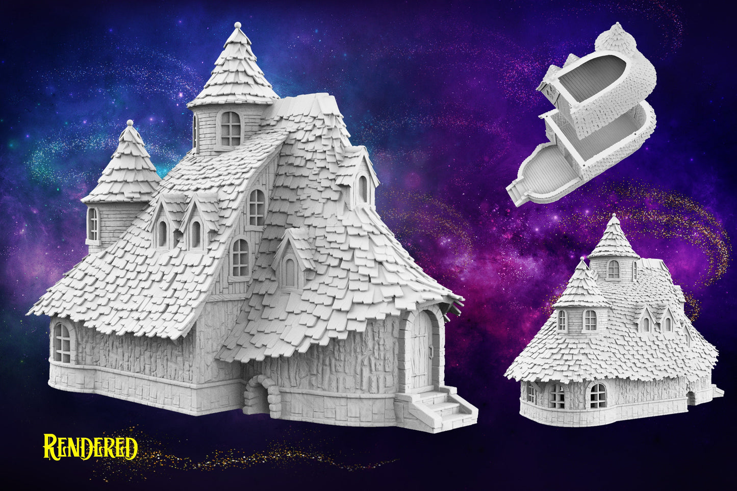 3D Printed 2 Storey Large Wizards House with Playable interior for Dungeons and Dragons, Wargaming and Tabletop games.  DnD, Warhammer