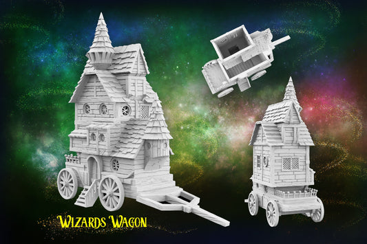 3D Printed Wizards Wagon with Playable interior for Dungeons and Dragons, Wargaming and Tabletop games.  DnD, Warhammer